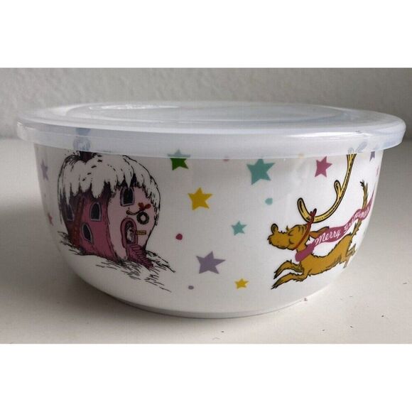 The Grinch Whoville Christmas Ceramic Storage Bowl Container Pressure Lid LARGE - Picture 2 of 10
